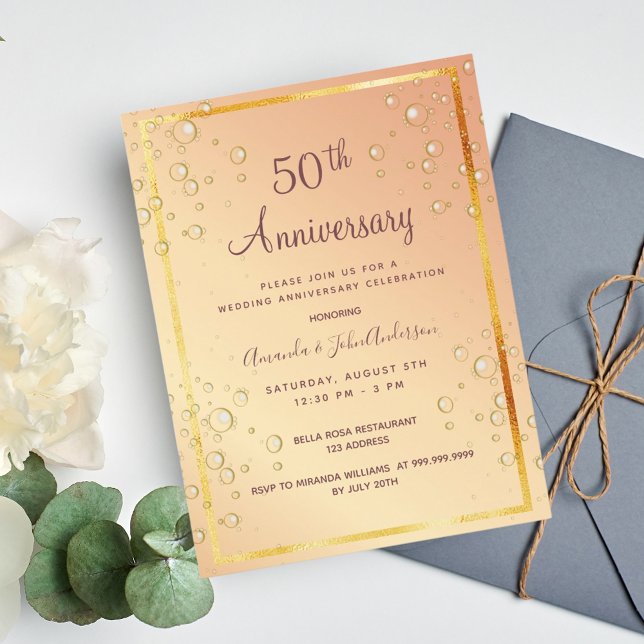 Invitation bulles d'or 50 ans de mariage (Créateur téléchargé)