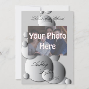 Invitation Bulles en acier Blended Family Photo Mariage