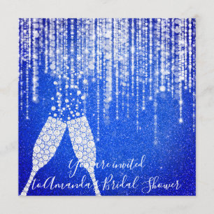 Invitation Bulles en verre diamant 30e 40e Bleu royal nuptial