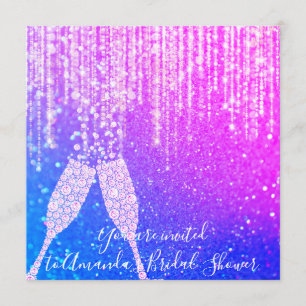 Invitation Bulles en verre diamant 30e 40e Bleu royal nuptial