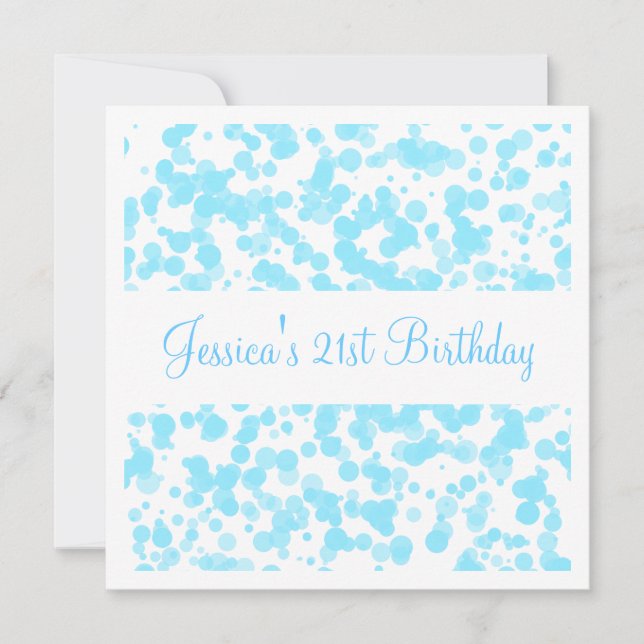 Invitation Bulles et blanc bleus de fête d'anniversaire (Devant)