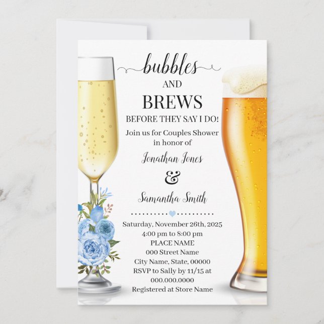 Invitation Bulles et brumes avant de faire wedding shower ble (Devant)