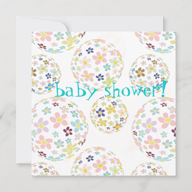 Invitation Bulles florales du Baby shower (Devant)