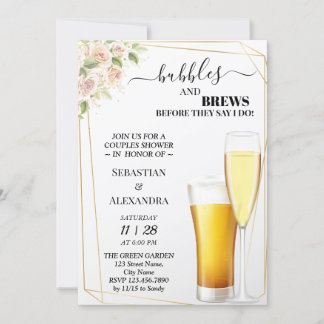 Invitation Bulles florales et brasse Couples Douche Invitatio
