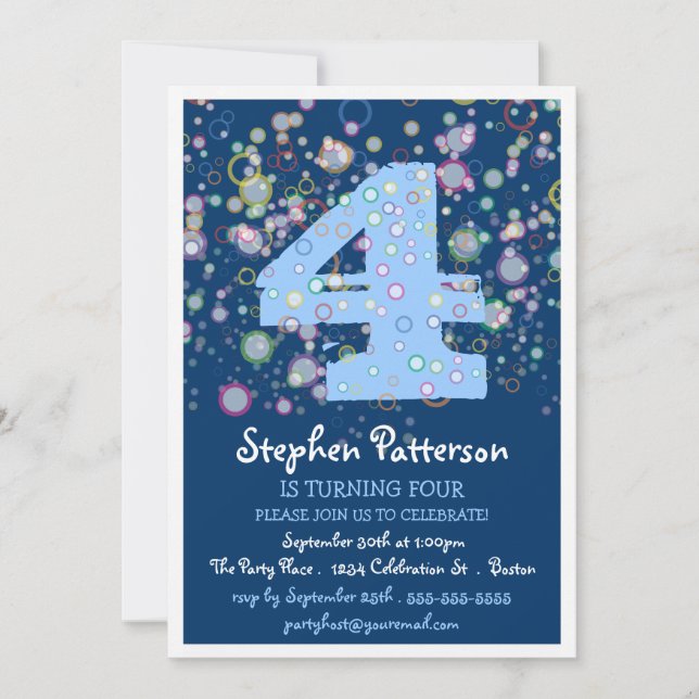 Invitation Bulles heureuses ! Fête d'anniversaire colorée de (Devant)