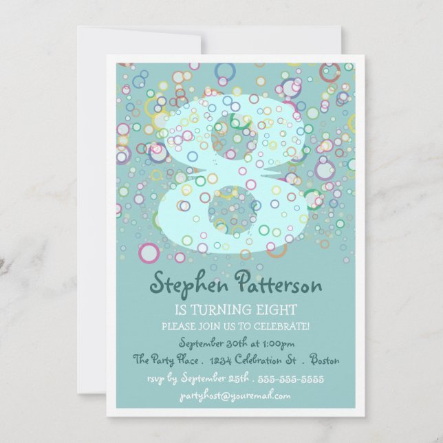 Invitation Bulles heureuses ! Fête d'anniversaire colorée de (Devant)