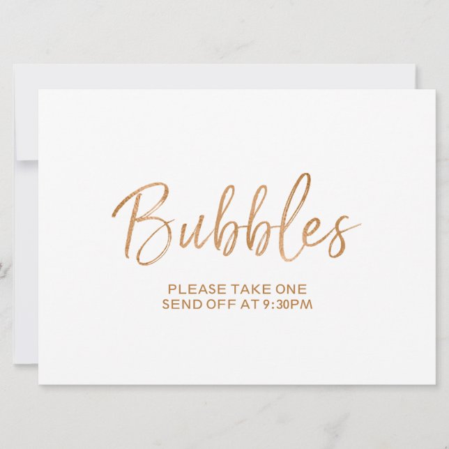 Invitation "Bulles" Panneau de départ | Rose dorée élégante (Devant)