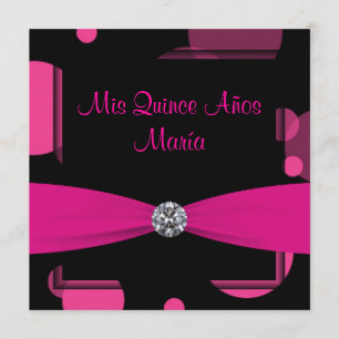 Invitation Bulles Rose Chaud Quinceanera