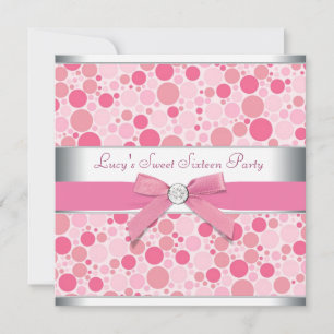 Invitation Bulles roses Douceur rose 16 Anniversaire