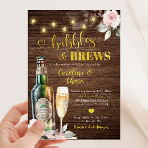 Invitation Bulles rustiques et brasse Couples Douche