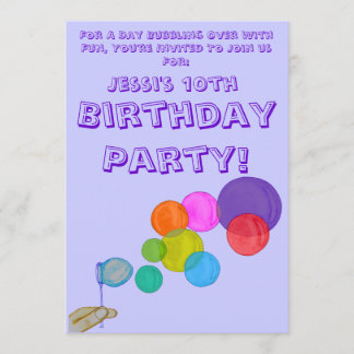 Invitation Bulles soufflantes (Arc-en-ciel) (Anniversaire)