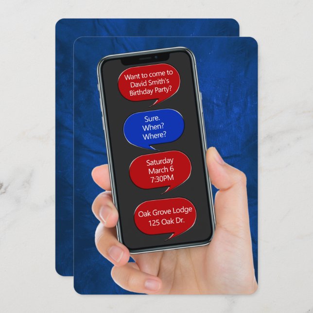 Invitation Bulles textuelles pour message de fête d'anniversa (Devant / Derrière)