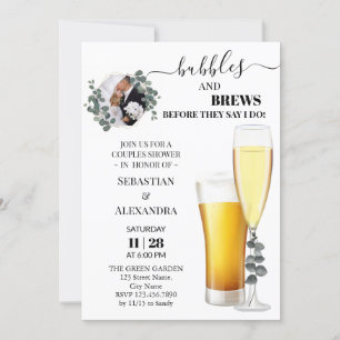 Invitation Bulles vertes et brassage Couples Shower Invitati