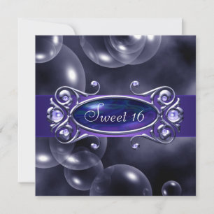 Invitation Bulles Violettes Fête Violette Douce 16