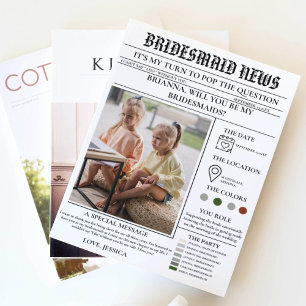 Invitation Bulletin de proposition Bridesmaid+Carte d'informa
