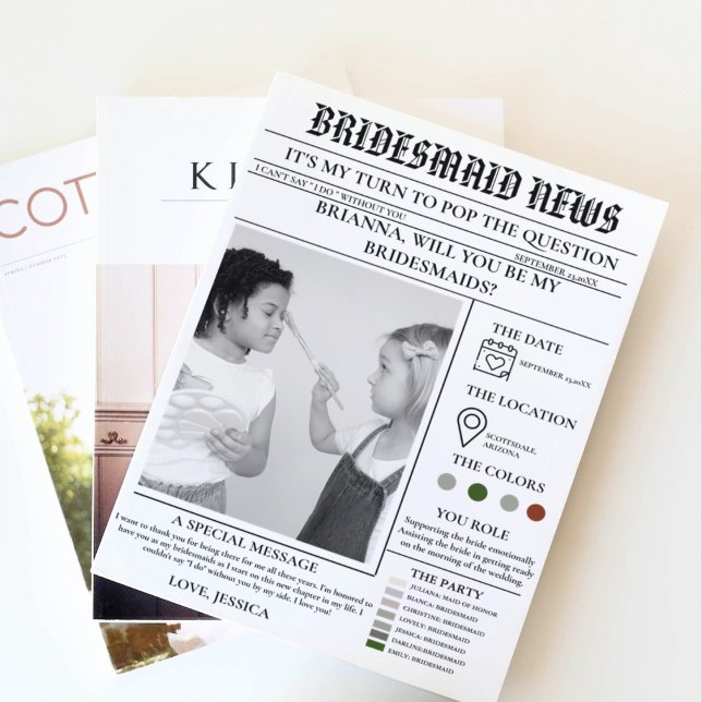 Invitation Bulletin de proposition Bridesmaid+Carte d'informa (Créateur téléchargé)