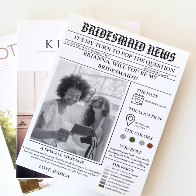 Invitation Bulletin de proposition Bridesmaid+Carte d'informa (Créateur téléchargé)