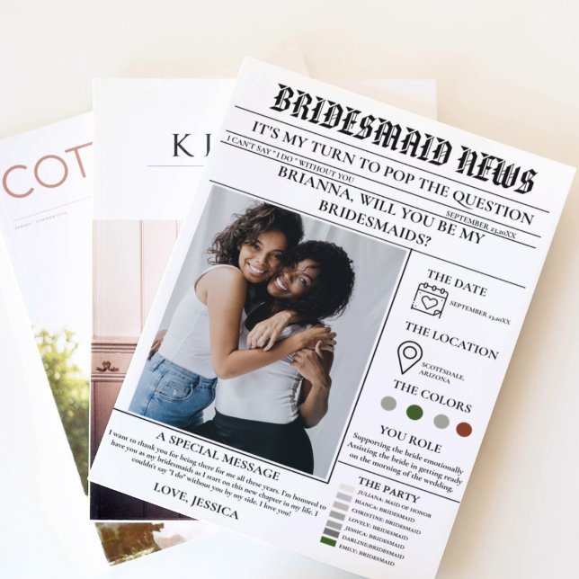 Invitation Bulletin de proposition Bridesmaid+Carte d'informa (Créateur téléchargé)