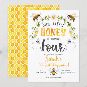 Invitation Bumble abeille. Petit miel, abeille, 4 ans