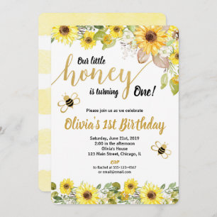 Invitation Bumble abeille tournesol d'anniversaire fille invi