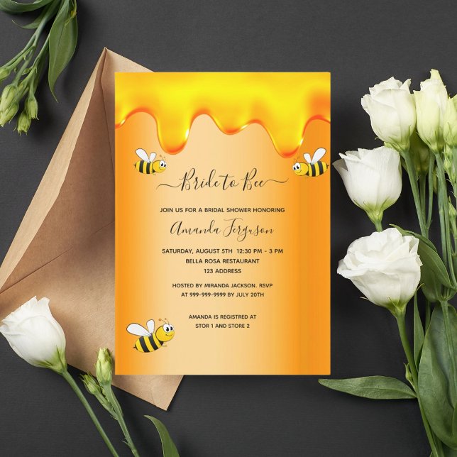 Invitation Bumble abeilles mariée à abeilles miel goutte douc (Créateur téléchargé)