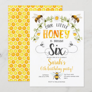 Invitation Bumble bebe, Little honey, Bee, 6e anniversaire
