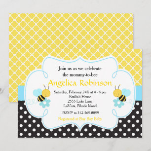 Invitation Bumble Bee Jaune et Black Boy Baby shower
