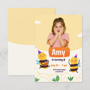 Invitation Bumble Bee Moderne Photo Anniversaire