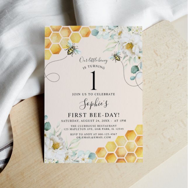 Invitation Bumble Bee, Notre Petit Miel Bee 1er Anniversaire (Créateur téléchargé)