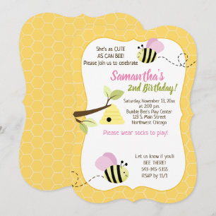 Invitation Bumble Bee Rose Girl N'importe quel âge Anniversai