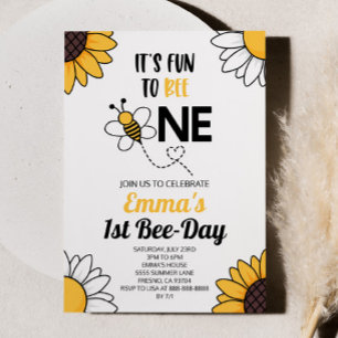 Invitation Bumble Bee Sunflowers Premier anniversaire fête
