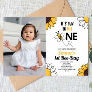 Invitation Bumble Bee Sunflowers Premier anniversaire fête