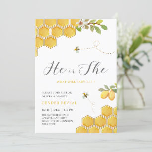 Invitation Bumble Bee Yellow Honeycomb Baby Genre Revey