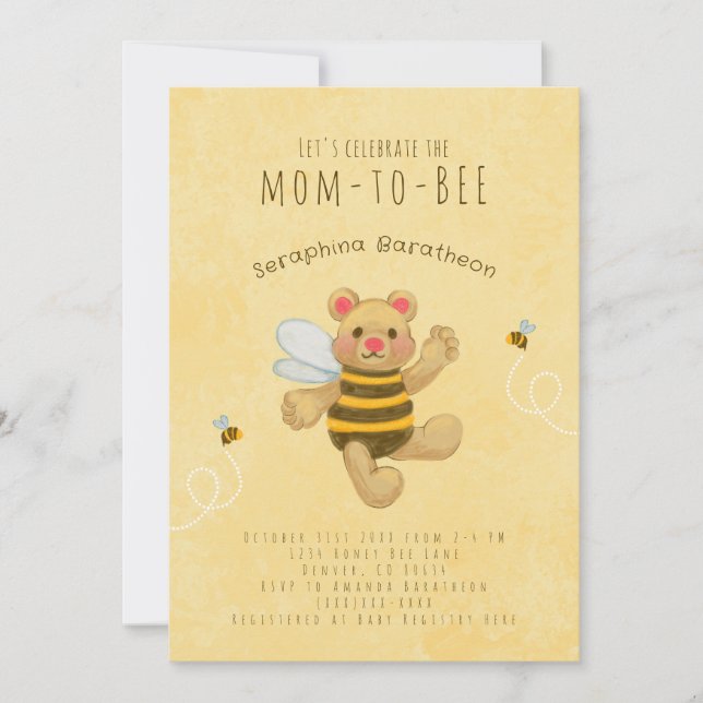 Invitation Bumble jaune mignon Ours d'abeille (Devant)