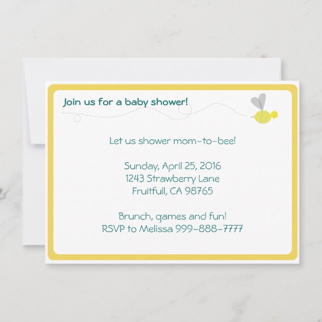 Invitation Bumblebebee Baby shower Jaune Trim (Devant)
