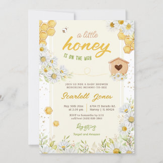 Invitation Bumblebee Bee Baby shower Little Honey Sweet Daisy
