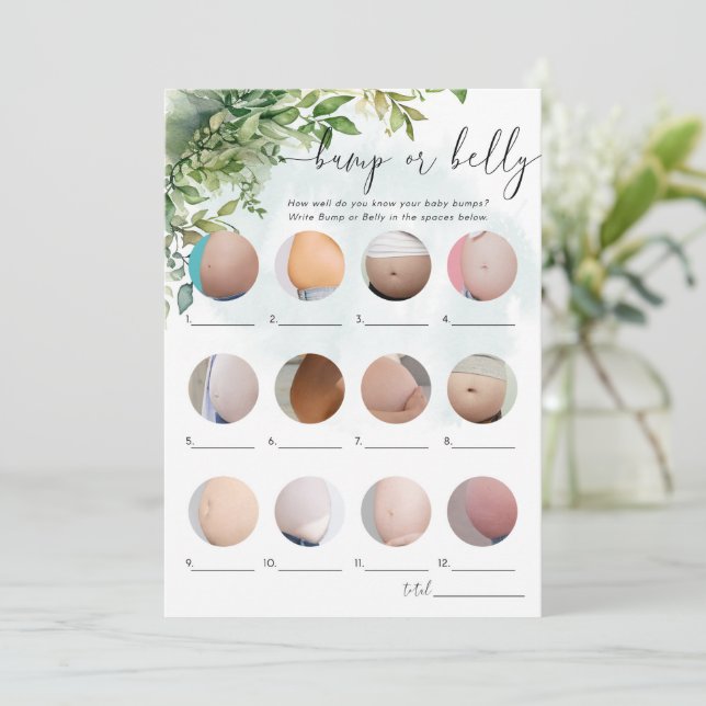 Invitation Bump ou le ventre, Baby shower jeu thème de verdur (Debout devant)