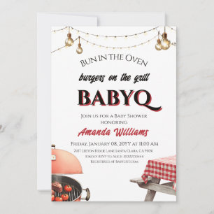 Invitation Bun au four Burger sur Grill BabyQ Baby shower bar
