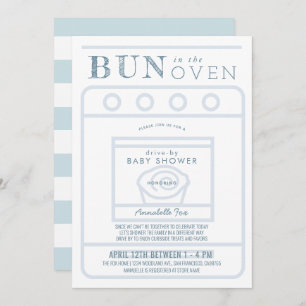 Invitation Bun dans le Baby shower Oven Boy Blue Drive-by