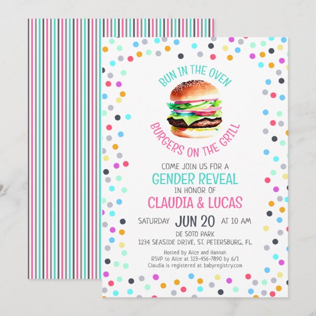 Invitation Bun dans le four BBQ Genre Reveal (Devant / Derrière)
