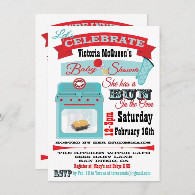 Invitation "Bun in the four" Genre Reveal Baby shower Invitat (Devant / Derrière)