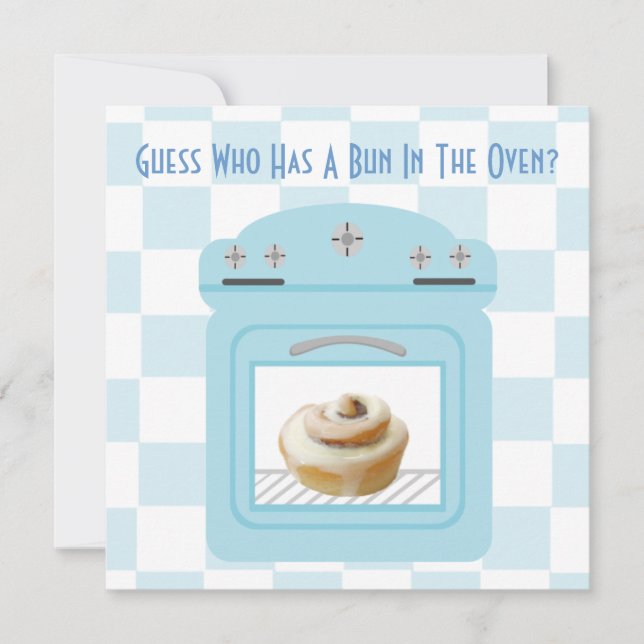 Invitation Bun In The Oven Baby Boy Baby shower Bleu (Devant)