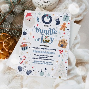 Invitation Bundle De Joy Blue Boy Baby shower D'Hiver