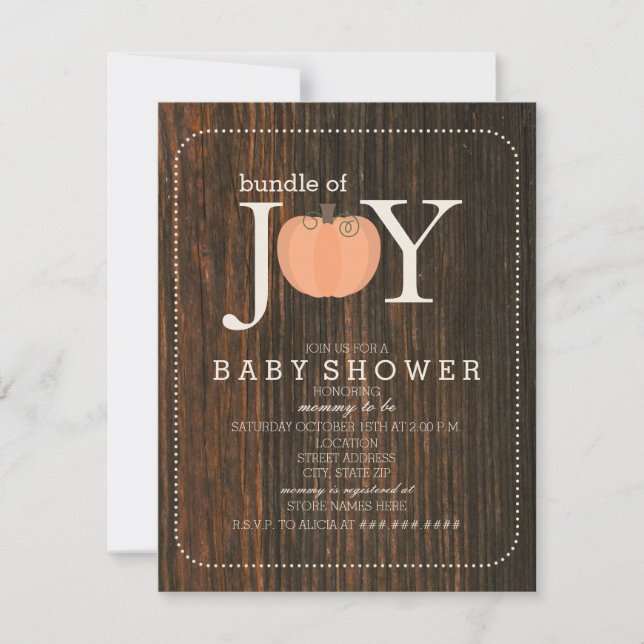 Invitation Bundle De Joy Wood Inspiré Citrouille Automne Baby (Devant)