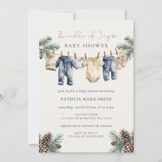 Invitation Bundle of Joy Baby Shower Winter Boy Shower (Devant)
