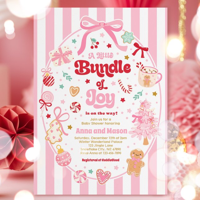 Invitation Bundle Of Joy Christmas Coquette Bow Baby Shower (Créateur téléchargé)