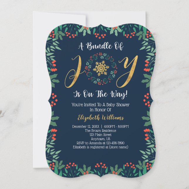 Invitation Bundle Of Joy Christmas Green Baby shower (Devant)