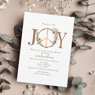 Invitation Bundle Of Joy Floral Peace Sign Boho Baby Shower
