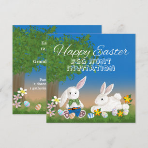 Invitation Bunnies de chasse aux oeufs de Pâques Jouer avec d