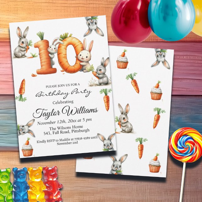 Invitation Bunnies et carottes 10ème anniversaire (Créateur téléchargé)